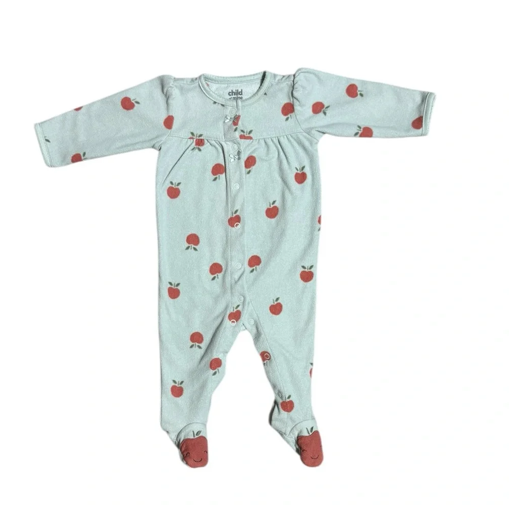 Carter’s Baby Girl Apples Footed Fleece Pajamas Size 3-6 Months